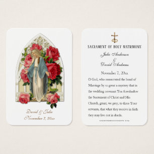 Elegant Catholic Wedding Favour Virgin Mary Card