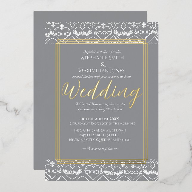 Elegant Catholic Wedding Invitation (Front/Back)