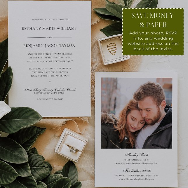 Elegant Catholic Wedding Invitations with RSVP (Creator Uploaded)