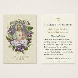 Elegant Catholic Wedding Jesus Prayer Card