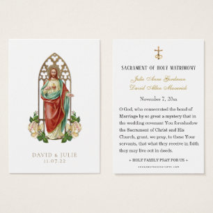 Elegant Catholic Wedding Jesus Prayer Card
