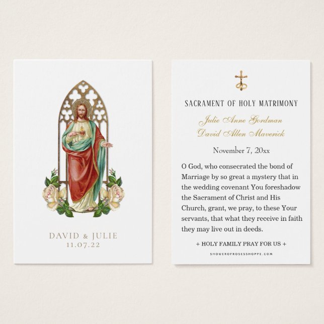 Elegant  Catholic Wedding  Jesus Prayer Card (Front & Back)