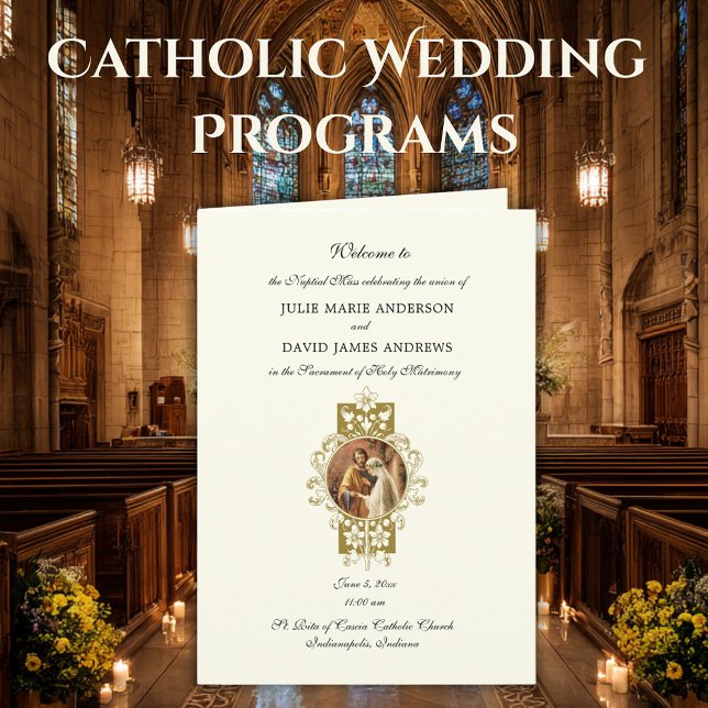 Elegant Catholic Wedding Latin Mass Program (Creator Uploaded)