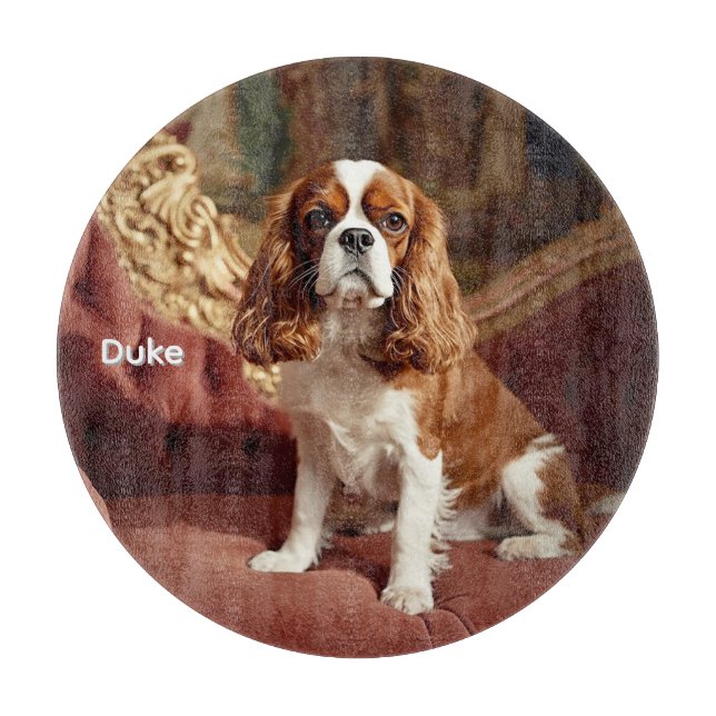 Elegant Cavalier King Charles Personalised Glass Cutting Board (Front)