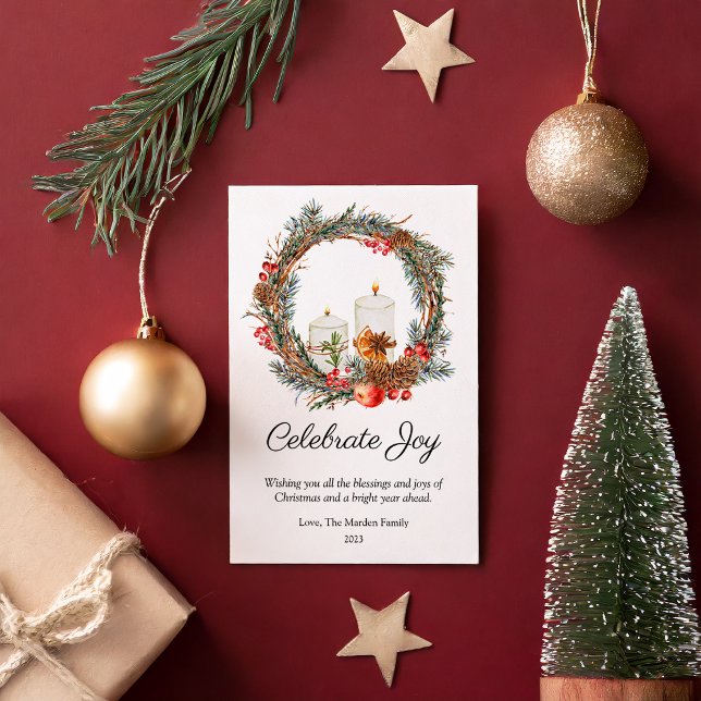 Elegant Celebrate Joy Christmas Flat  Holiday Card (Creator Uploaded)