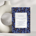 Elegant Celebration Blue Festive Hanukkah Party Invitation<br><div class="desc">A sophisticated take on Hanukkah style,  this blue and gold botanical pattern brings warmth and elegance to your Festival of Lights celebration. Perfect for inviting friends and family to an evening of candlelight,  connection,  and joy.</div>