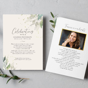 Elegant Celebration of Life Botanicals, Funeral  Invitation