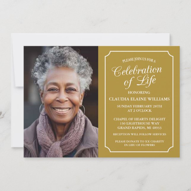 ELEGANT CELEBRATION OF LIFE FUNERAL INVITATION (Front)