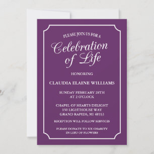 ELEGANT CELEBRATION OF LIFE FUNERAL INVITATION