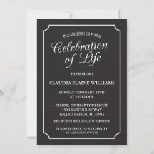 ELEGANT CELEBRATION OF LIFE FUNERAL INVITATION
