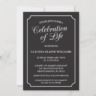 ELEGANT CELEBRATION OF LIFE FUNERAL INVITATION