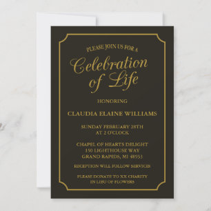 ELEGANT CELEBRATION OF LIFE FUNERAL INVITATION