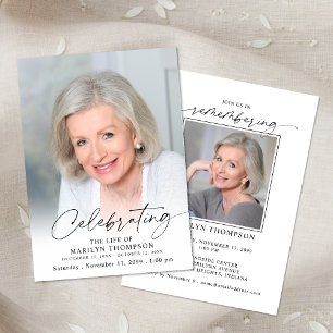 Elegant Celebration of Life Funeral Memorial Photo Invitation