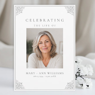 Elegant Celebration of Life Photo Classic Card