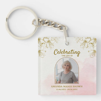 Elegant Celebration of Life Photo Funeral Key Ring