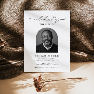 Elegant Celebration of Life Photo Funeral Memorial Invitation
