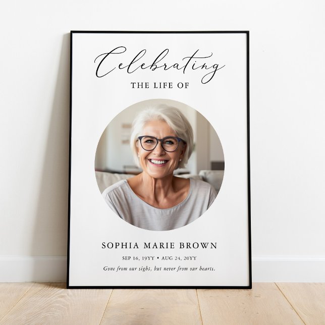 Elegant Celebration Of Life Photo Funeral Memorial Poster (Creator Uploaded)