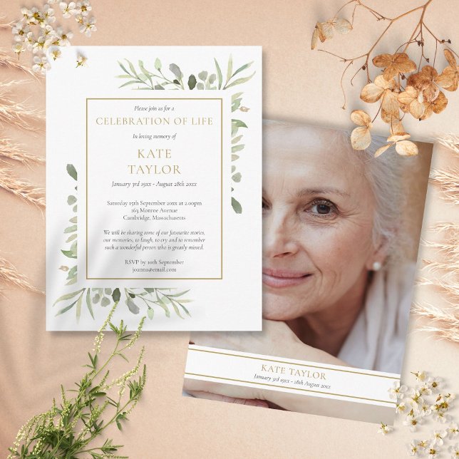 Elegant Celebration of Life Photo Invitation Postcard (Creator Uploaded)