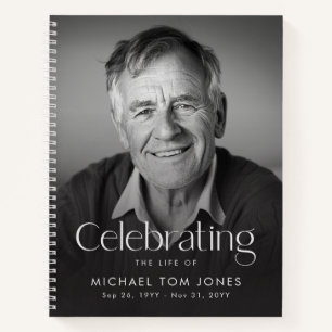 Elegant Celebration of Life Photo Memorial Funeral Notebook