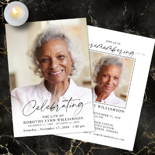 Elegant Celebration of Life Photo Memorial Invitation
