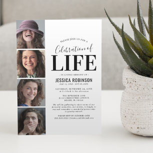 Elegant Celebration of Life Photo Memorial Invitation