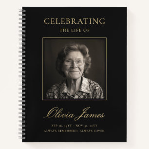 Elegant Celebration of Life Photo Memorial Notebook