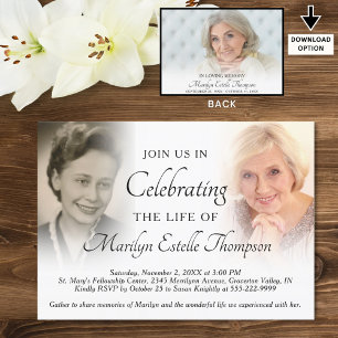 Elegant Celebration of Life Photos Invitation