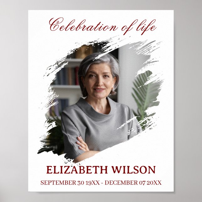 Elegant Celebration of Life Script Photo Funeral F Poster (Front)