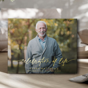Elegant Celebration of Life Script Photo Funeral  Guest Book