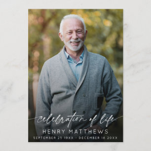 Elegant Celebration of Life Script Photo Funeral  Program