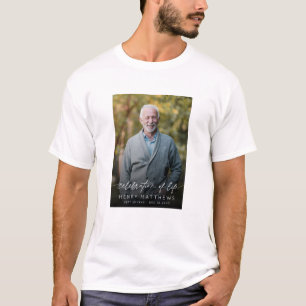 Elegant Celebration of Life Script Photo Funeral T-Shirt