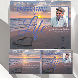 Elegant Celebration Of Life Sunset Ocean Photo Guest Book