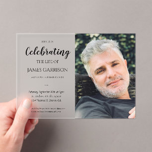Elegant Celebration of Life With Photo Memorial Acrylic Invitations
