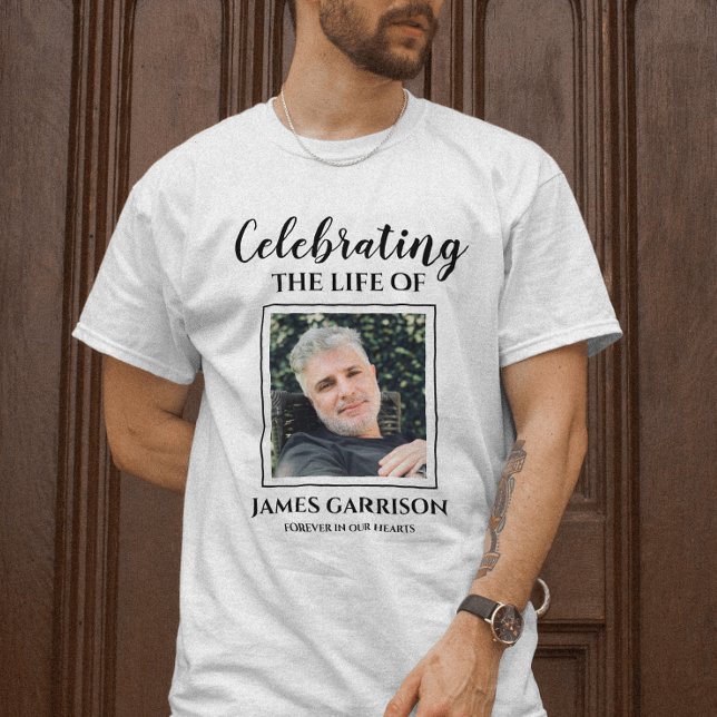 Elegant Celebration Of Life With Photo Memorial T-Shirt (Creator Uploaded)