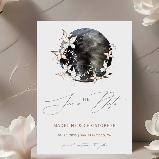 Elegant Celestial Butterfly Save the Date Wedding Invitation (Creator Uploaded)