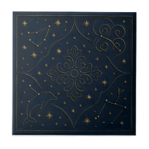 Elegant Celestial Ceramic Tile