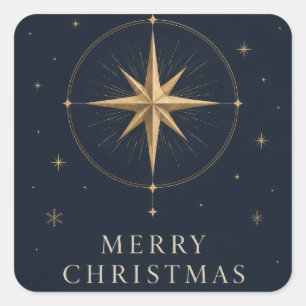 Elegant Celestial Christmas, Midnight Navy style Square Sticker