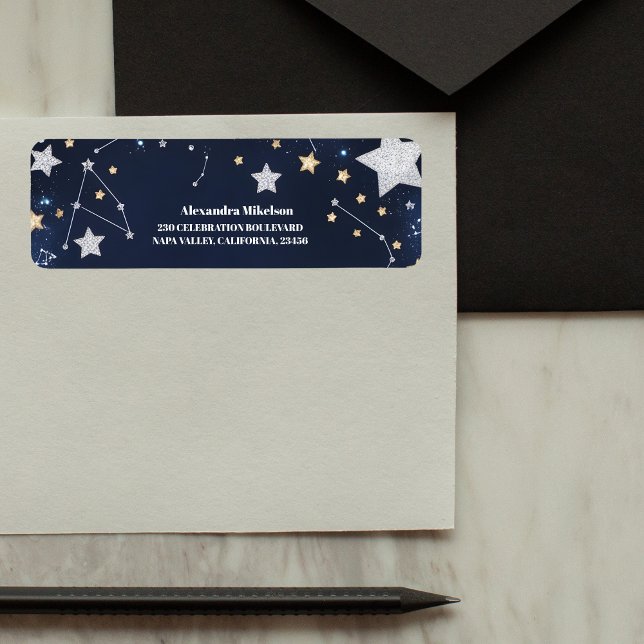 Elegant Celestial Crescent Moon Bridal Shower Return Address Label (Creator Uploaded)