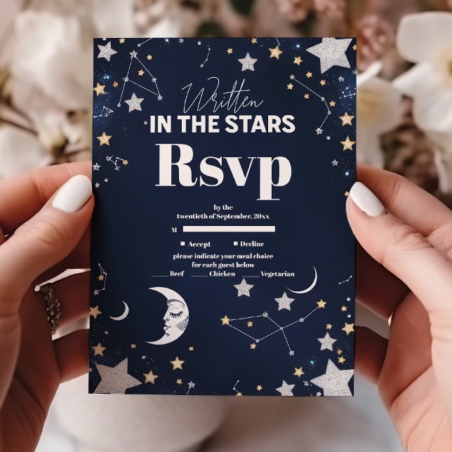 Elegant Celestial Crescent Moon Wedding RSVP Card (Creator Uploaded)