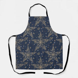 Elegant Celestial Filigree Star Pattern - Blue Apron
