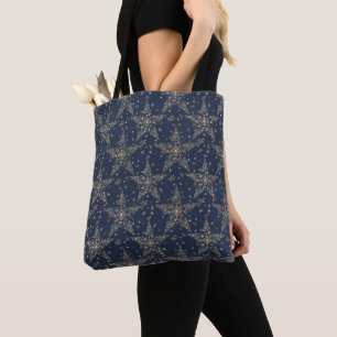 Elegant Celestial Filigree Star Pattern - Blue Tote Bag