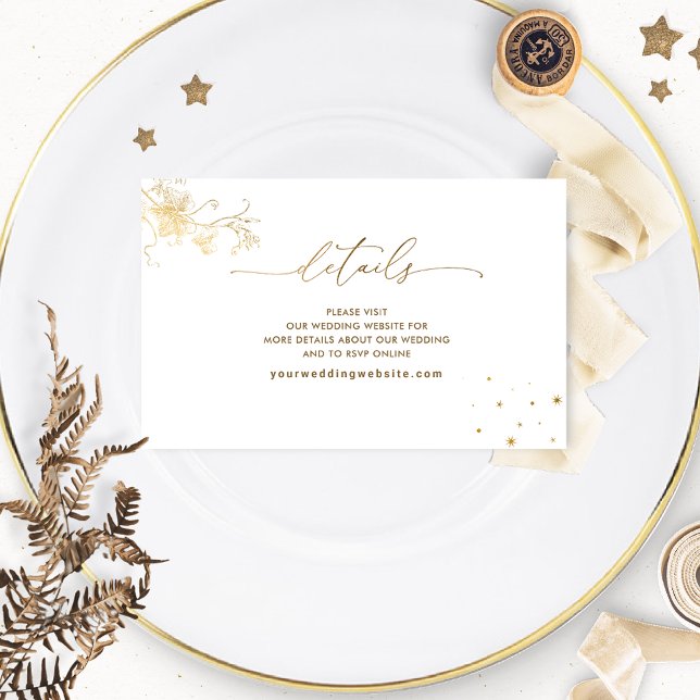 Elegant Celestial Gilded Wedding Website /Details  Enclosure Card (Creator Uploaded)