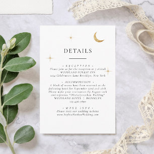 Elegant Celestial Gold Moon Stars Wedding Details Enclosure Card