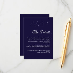 Elegant Celestial Midnight Blue Wedding Details Enclosure Card