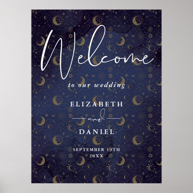 Elegant Celestial Mystical Wedding Welcome Sign (Front)