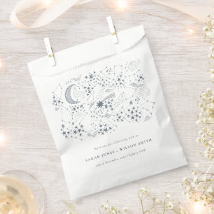 Elegant Celestial Navy Starry Night Moon Wedding Favour Bag