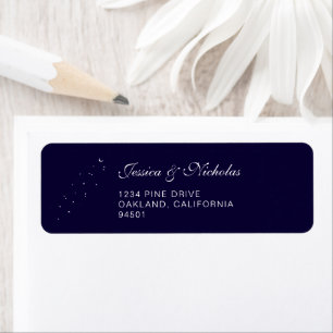 Elegant Celestial Script Wedding Return Address  Label