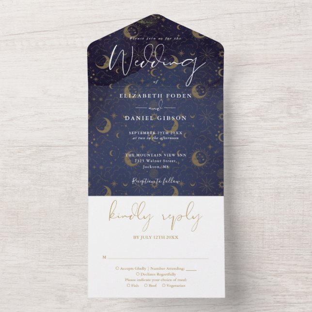 Elegant Celestial Spiritual Wedding All In One Invitation (Inside)