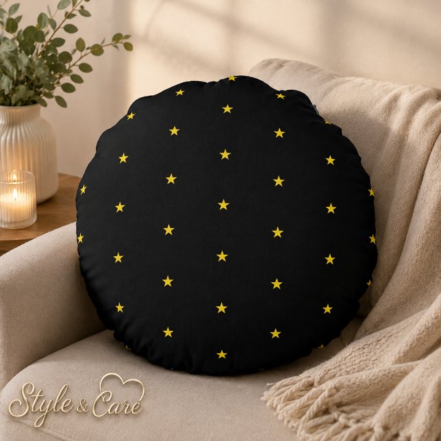 Elegant Celestial Star Pattern Round Accent Pillow (Elegant Celestial Star Pattern Round Accent Pillow)