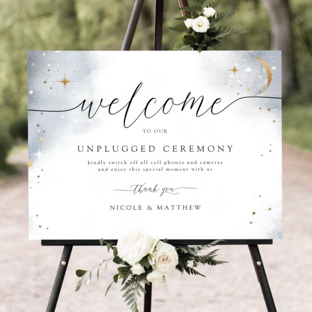 Elegant Celestial Theme Unplugged Ceremony Sign (Creator Uploaded)